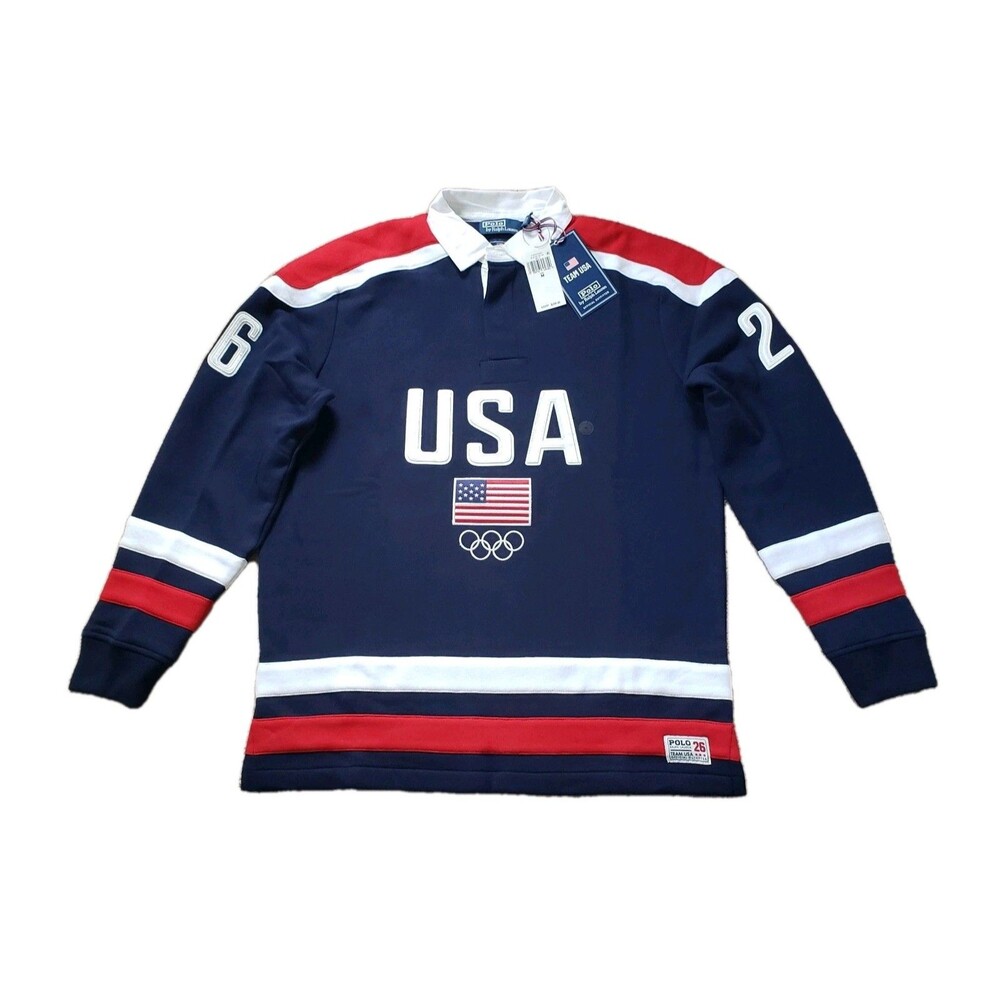 NWT Polo Ralph Lauren Team USA 2026 Sz Medium Mens Heavy Rugby Long Sleeve Shirt - Picture 4 of 9